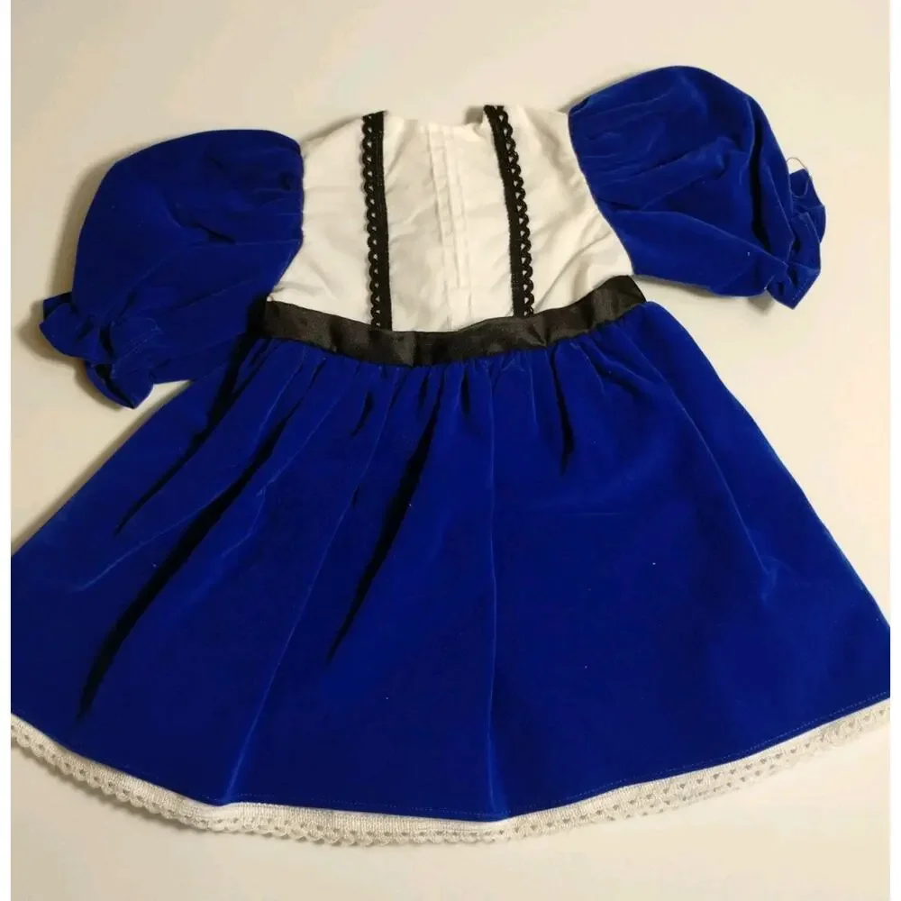 Vintage Dark Blue Velvet Doll Dress 13